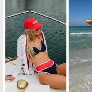 New Beach Riot Carlotta Americana Colorblock bikini